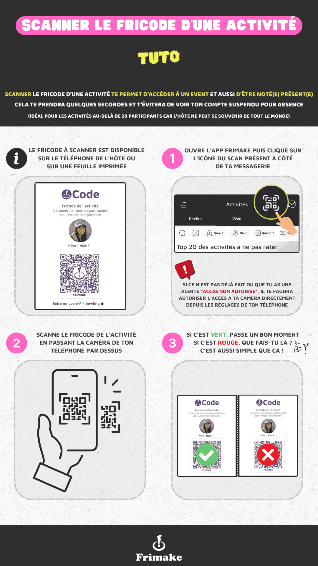 Scanner le fricode d'une activité