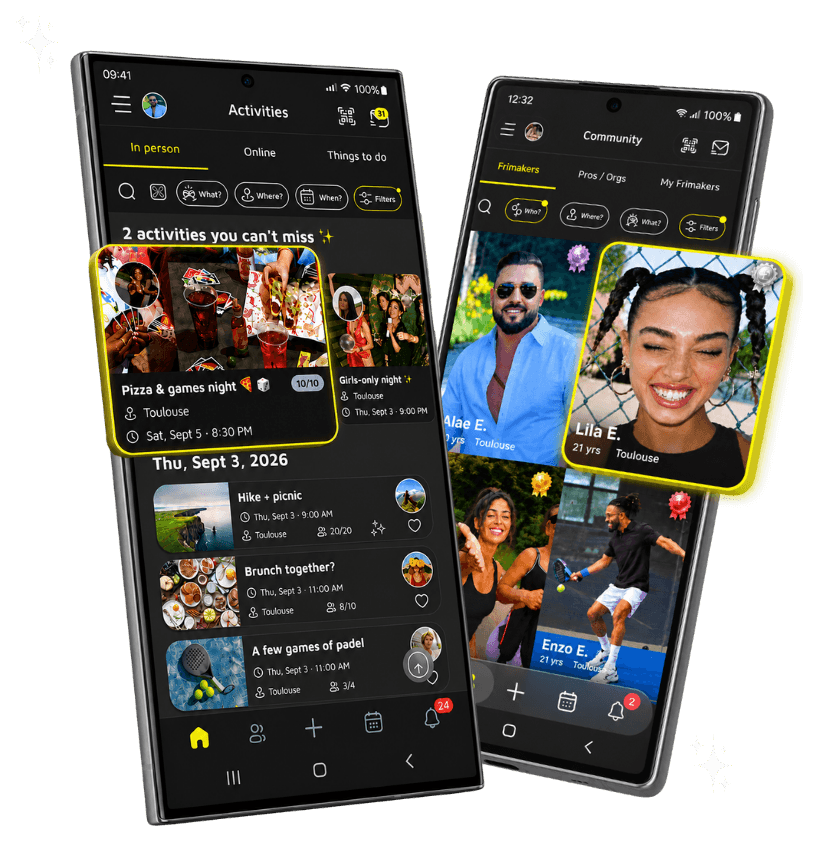 Écrans de l’application Frimake