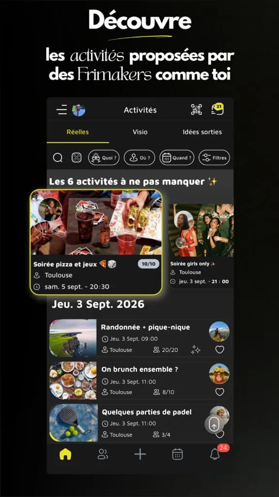 Écran de l’application Frimake