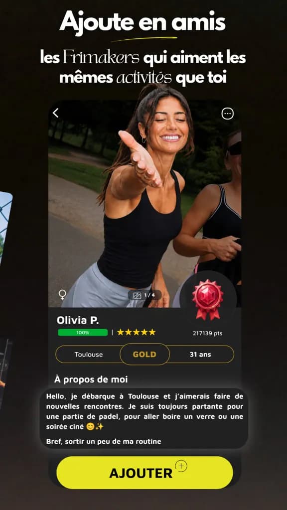 Écran de l’application Frimake