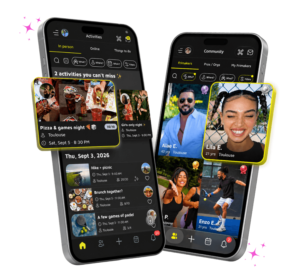 Frimake app screens