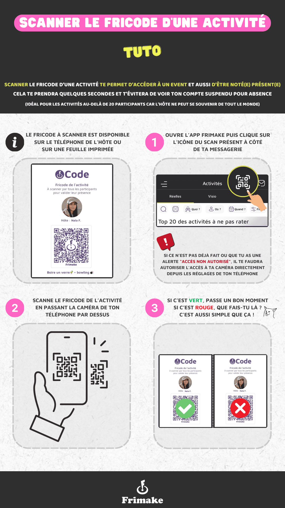Scanner le fricode d'une activité